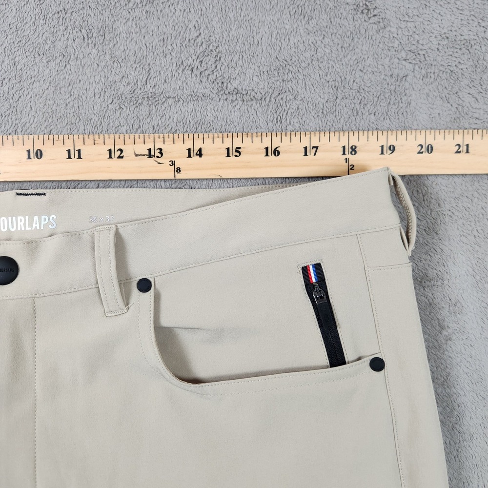 Fourlaps Traverse Slim Fit Pant Mens size 36x32 Beige Tan Tech Stretch - Picture 9 of 13